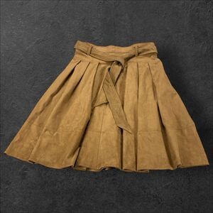 Anthropologie‎ Akemi + Kin Tan Faux Suede Midi Skirt Women's Size 12 Tie